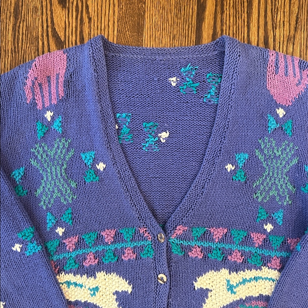 Vintage 90s Knit Cardigan Sweater - Picture 2 of 9